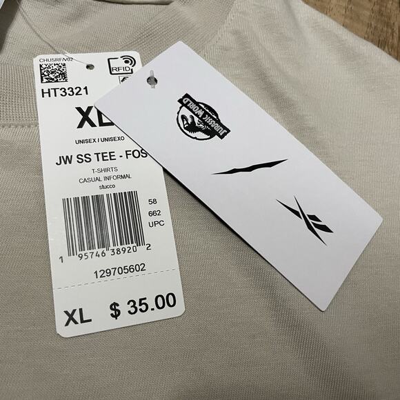 Reebok Jurassic World Stucco Tyrannosaurus Rex Fossil Brown Mens XL Shirt NEW - Picture 4 of 11